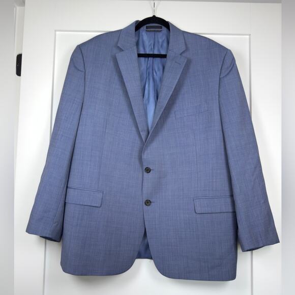 Lauren Ralph Lauren 100% Wool Natural Stretch Blue Suit Jacket Blazer Size 46R - Picture 1 of 4